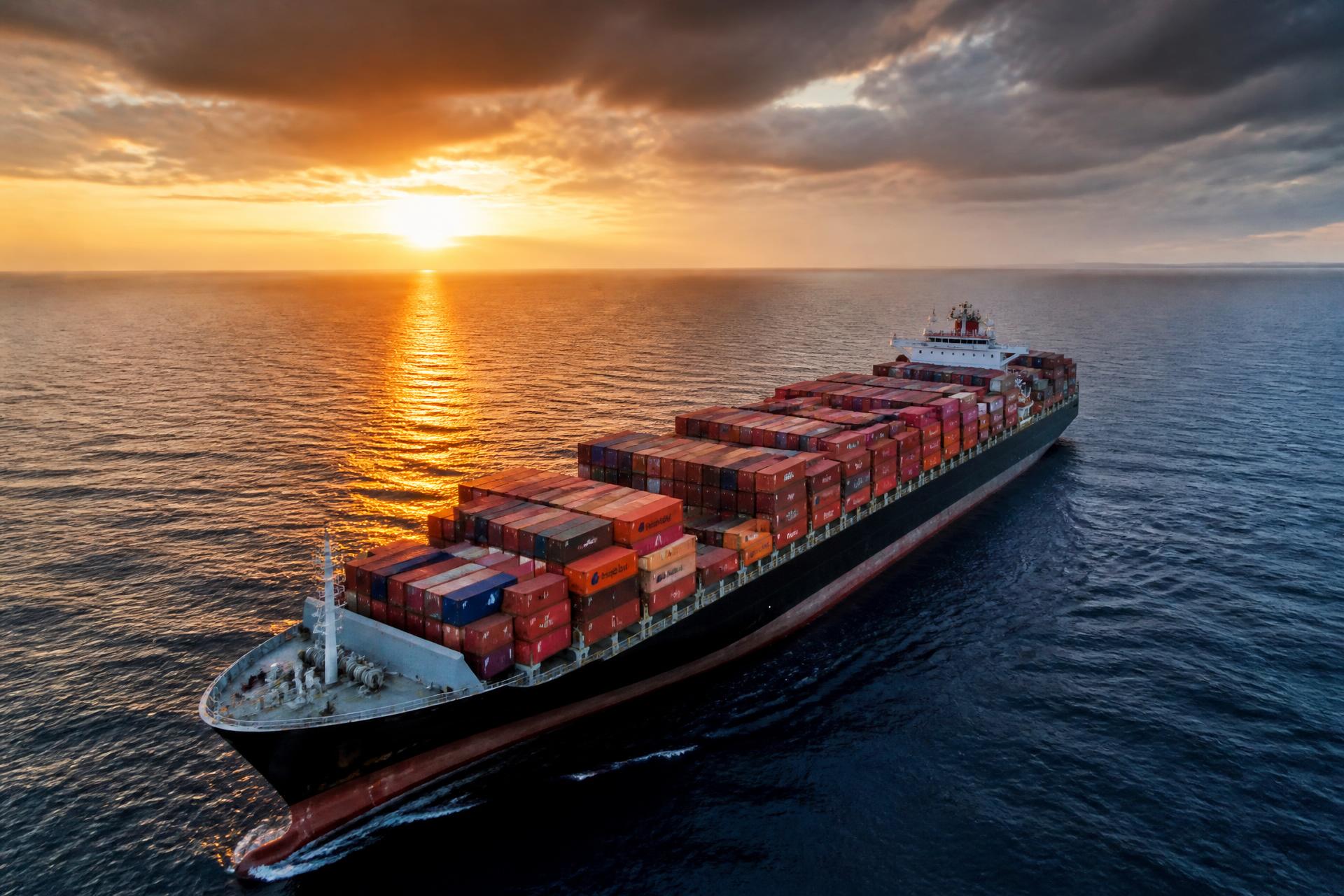 Container ship at sea